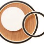 Moderne LED-Deckenleuchte Karney in Schwarz und Holz, 57x40 cm, für den Innenbereich.