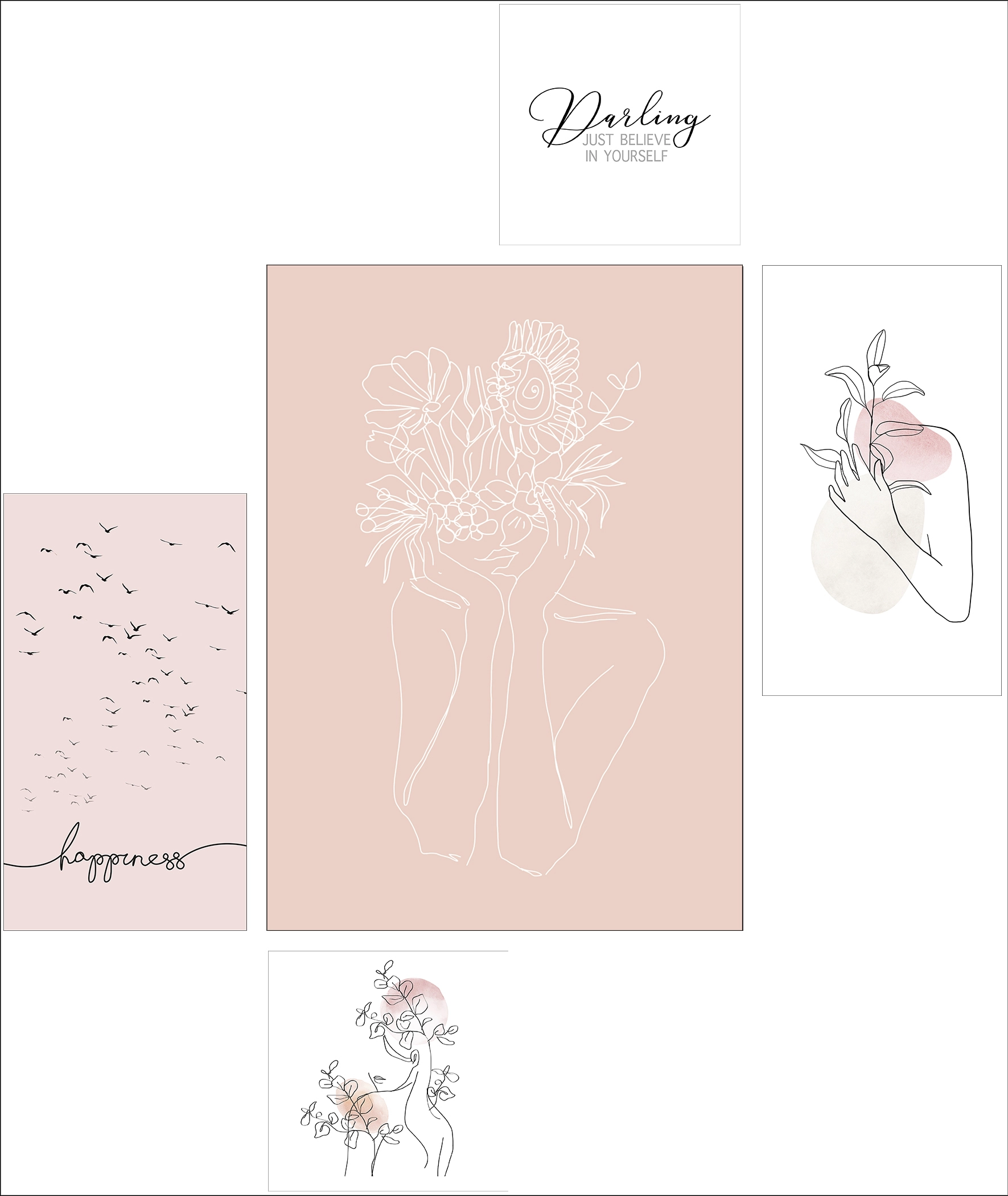 Pro Art Bilder CanvasArt For My Darling 2x 25x25 cm, 2x 25x45 cm