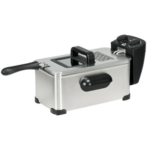 HOMCOM Fritteuse aus Edelstahl, 3L Ölkapazität, mit Timer und Deckel.