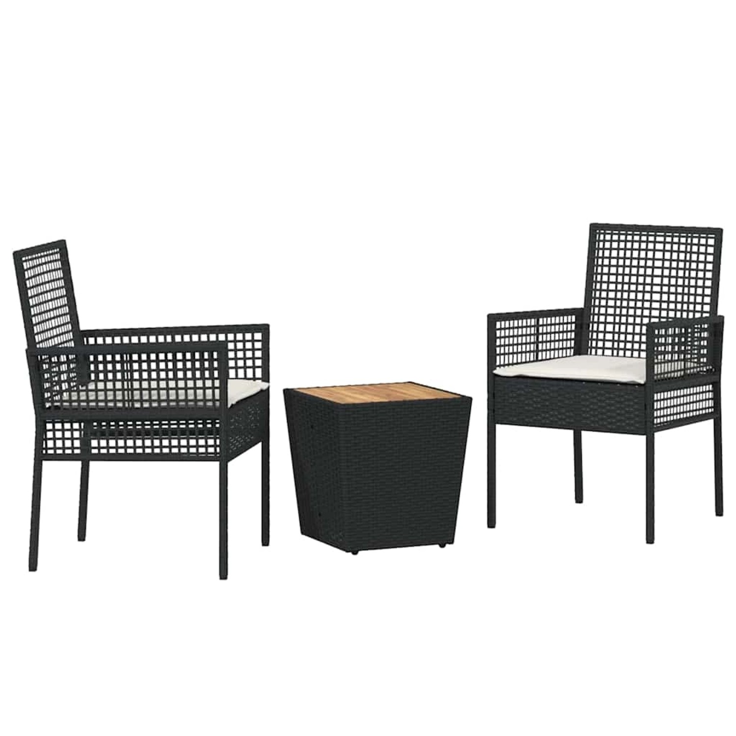 vidaXL Garten Bistro Set 3-Tlg Schwarz Poly Rattan 3334960