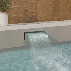 VidaXL Wasserfall mit LEDs, 45x34x14 cm, Edelstahl 304, für Garten und Pool.