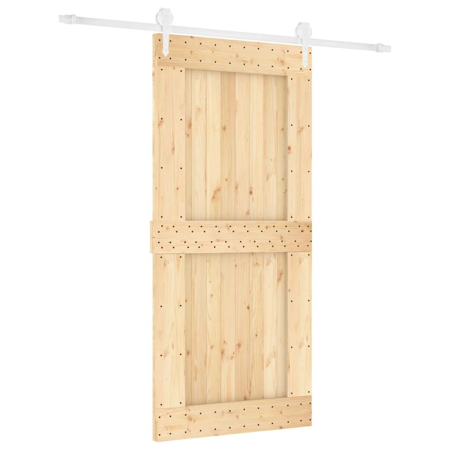 vidaXL Schiebetür Natur und Weiß 95 x 210 cm Massivkiefer 3445186