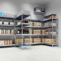 Ar Shelving Gastronorm Lebensmittelregal S, 180x75x50cm, mit Lebensmitteln und Getränken bestückt.