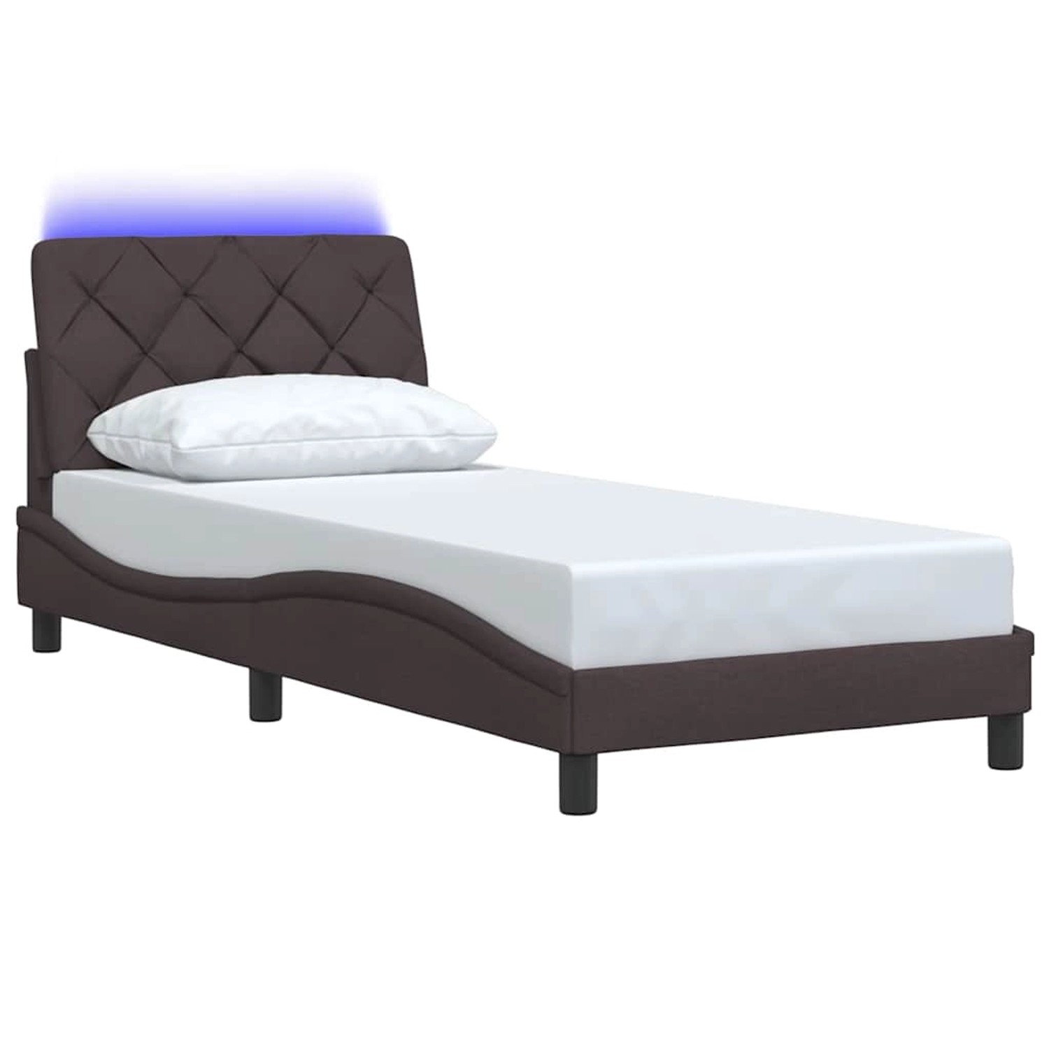 vidaXL Bettgestell mit LED ohne Matratze Dunkelbraun 90x200 cm Stoff 3310646