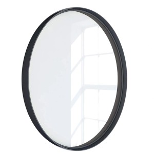 Runder Spiegel, Ø 60 cm, mit schwarzem Metallrahmen. Moderner Stil.