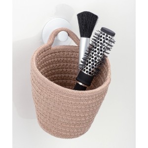 Wenko Aufbewahrungskorb Soria Sand mit Bürsten, geflochten aus Baumwollmischgewebe.