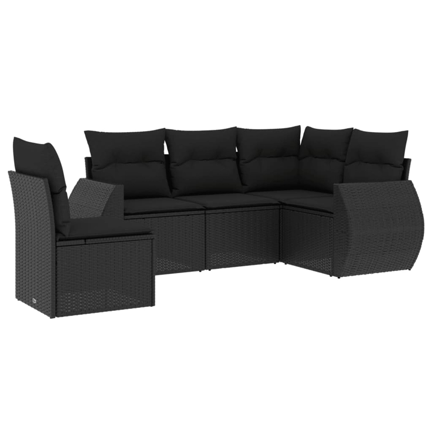 vidaXL 5-Tlg Garten-Sofagarnitur mit Kissen Schwarz Poly Rattan 3221364 günstig online kaufen