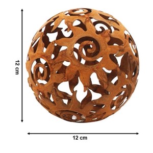 Kobolo Gartenkugel 3er Set, Rostoptik, 12cm Durchmesser. Dekorative Metallkugeln für Garten und Terrasse.