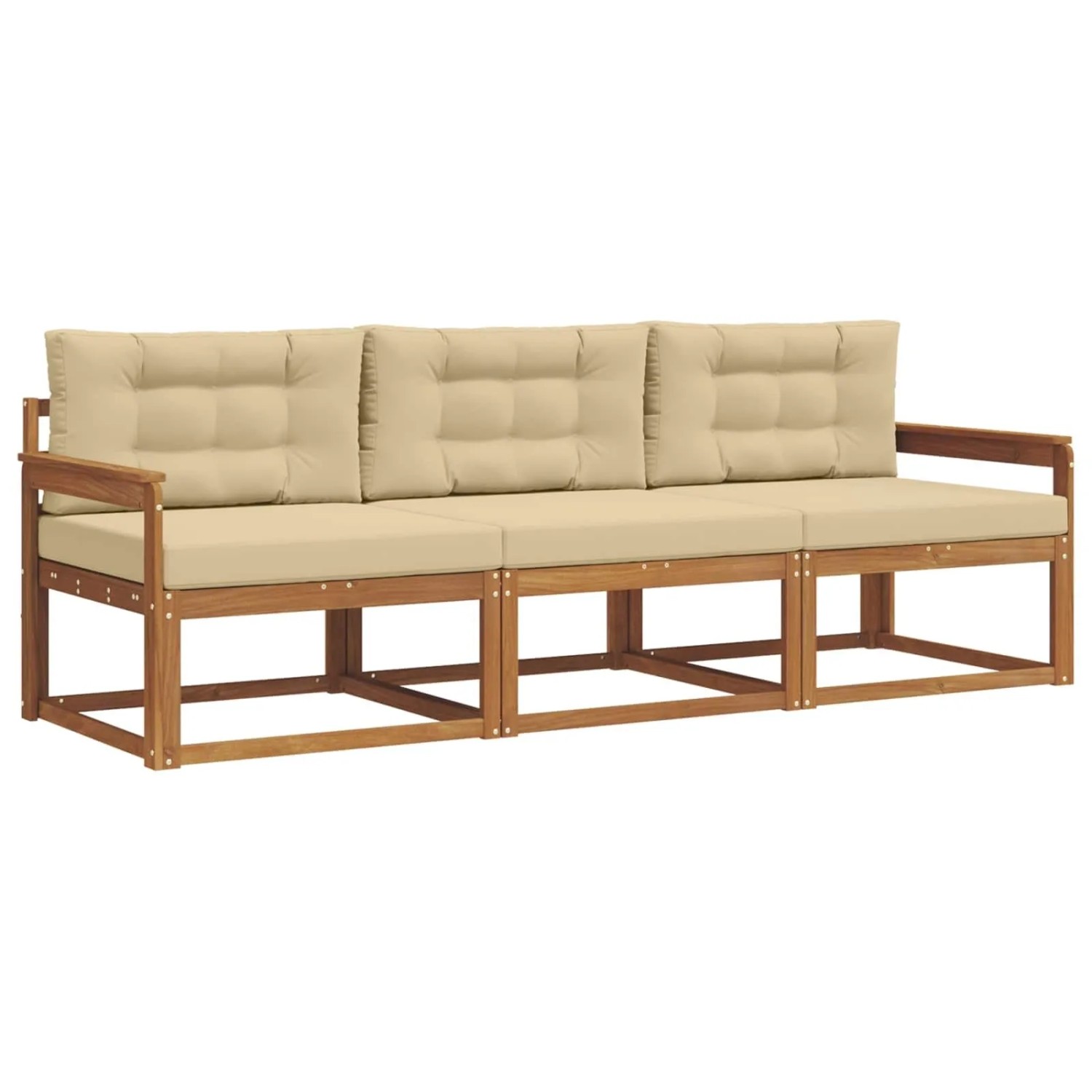 vidaXL Outdoor-Sofagarnitur mit Kissen 3-Tlg Natur und Beige 3367116