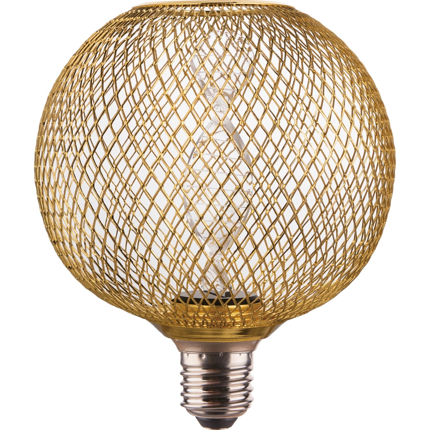 Goldene LED Dekoleuchte G125 mit E27 Fassung für stimmungsvolle Beleuchtung.