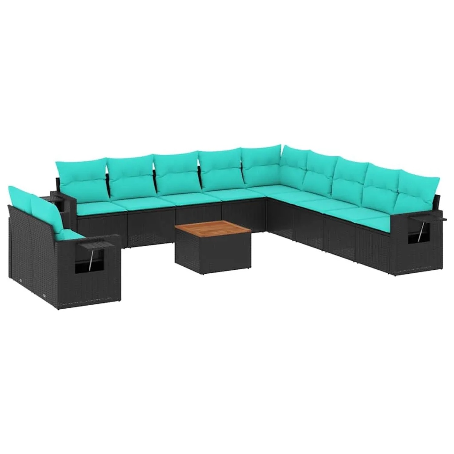 vidaXL 12-Tlg Gartensofa-Set mit Kissen Schwarzes Polyrattan 3224643 günstig online kaufen