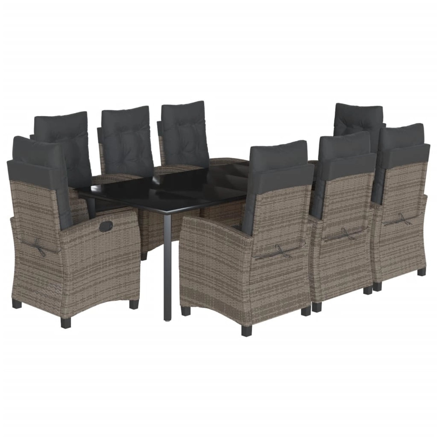 vidaXL 9-Tlg Garten-Essgruppe mit Kissen Grau Poly Rattan 3212800 günstig online kaufen