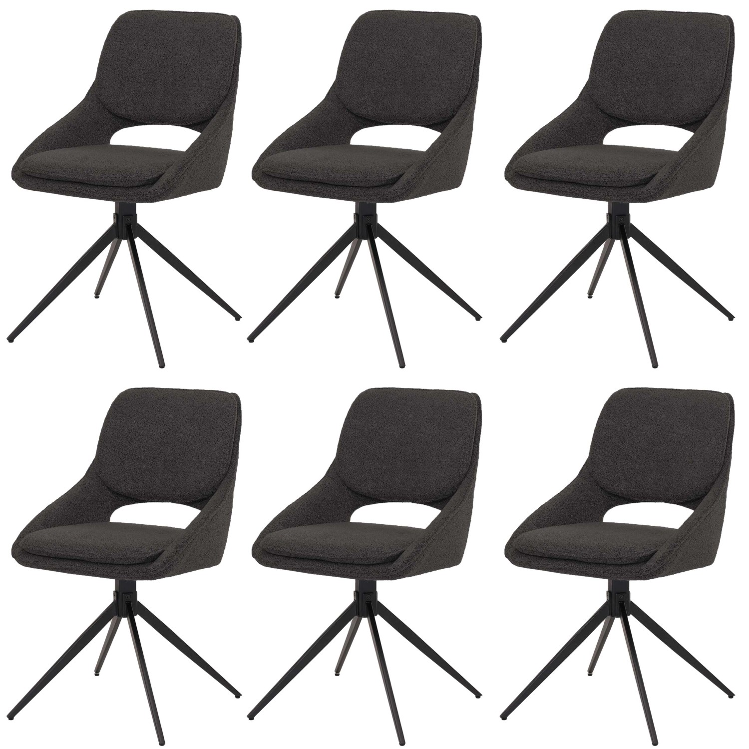 MCW Esszimmerstuhl N73 6er-Set Stoff/Textil Boucle 540g/m² Dunkelgrau günstig online kaufen