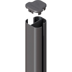 Anthrazitfarbener Eckpfosten (240 cm) mit Pfostenkappe für Zaunbau.