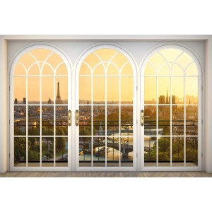 Komar Vlies Fototapete Belle Vue mit Paris-Motiv und Eiffelturm, 400x260 cm.