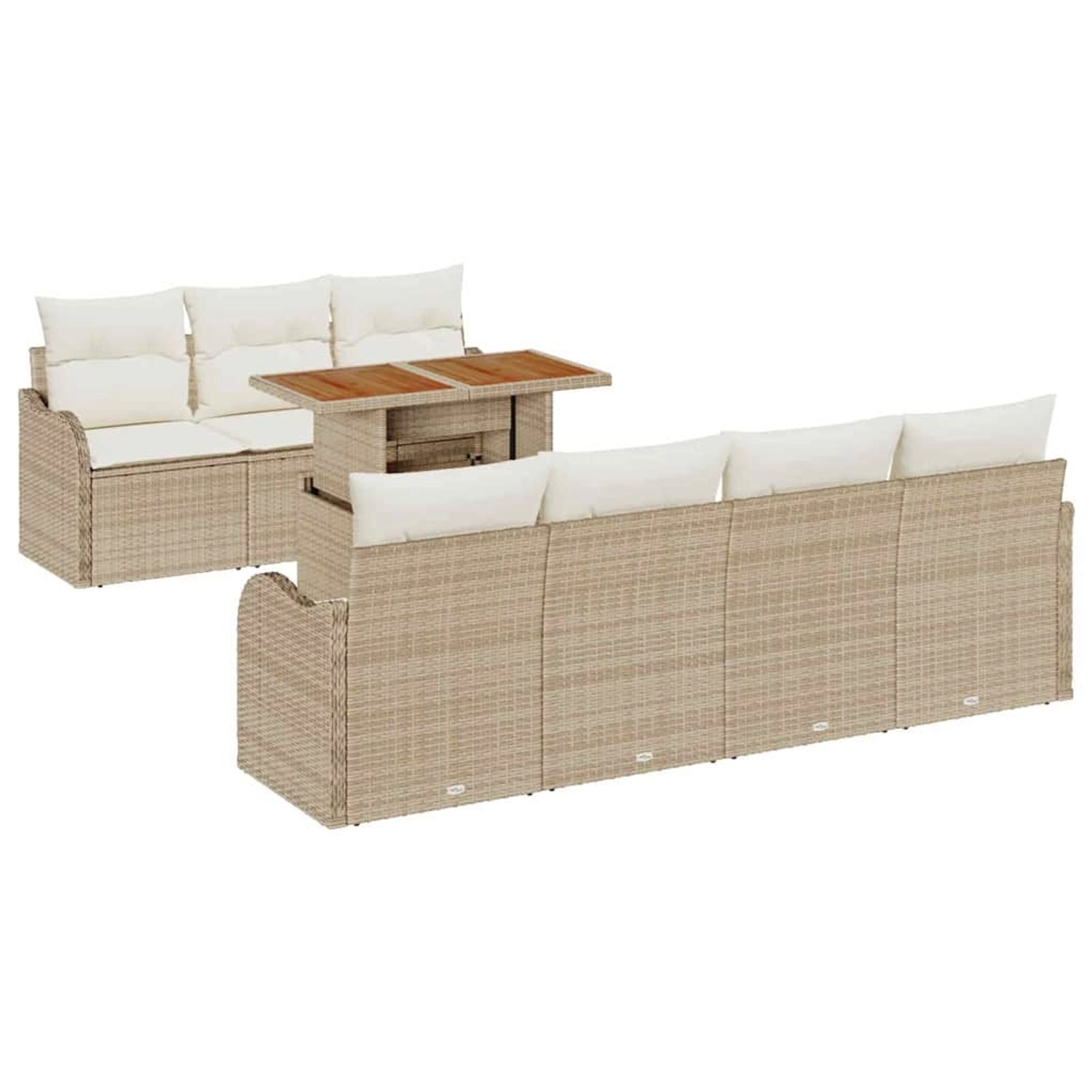 vidaXL 8-Teiliges Garten-Sofa-Set mit Kissen in Beige aus Poly Rattan 33581 günstig online kaufen