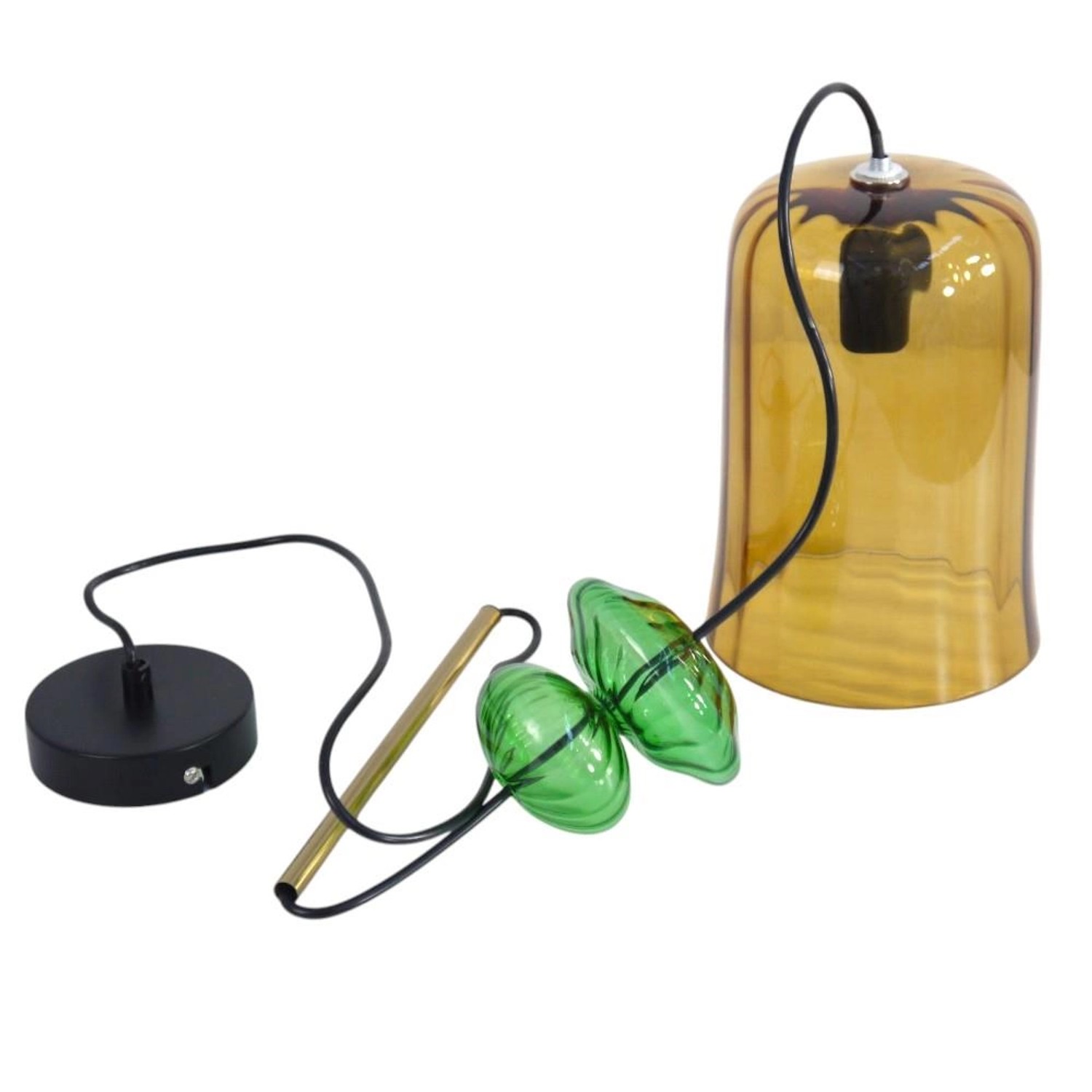 Dapo Decken Pendelleuchte Soley 15cm Glas Gelb Grün E27 IP20 günstig online kaufen