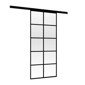 inova Glasschiebetür Satiniert 10 Felder 1025 x 2200 mm Komplettset in Schwarz mit Stabgriff