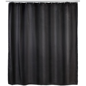 Schwarzer Wenko Anti-Schimmel Duschvorhang aus Polyester, 180x200 cm.