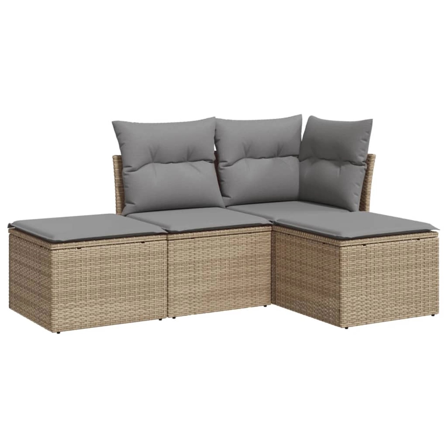 vidaXL 4-tlg Garten-Sofagarnitur mit Kissen Beige Poly Rattan Modell 19