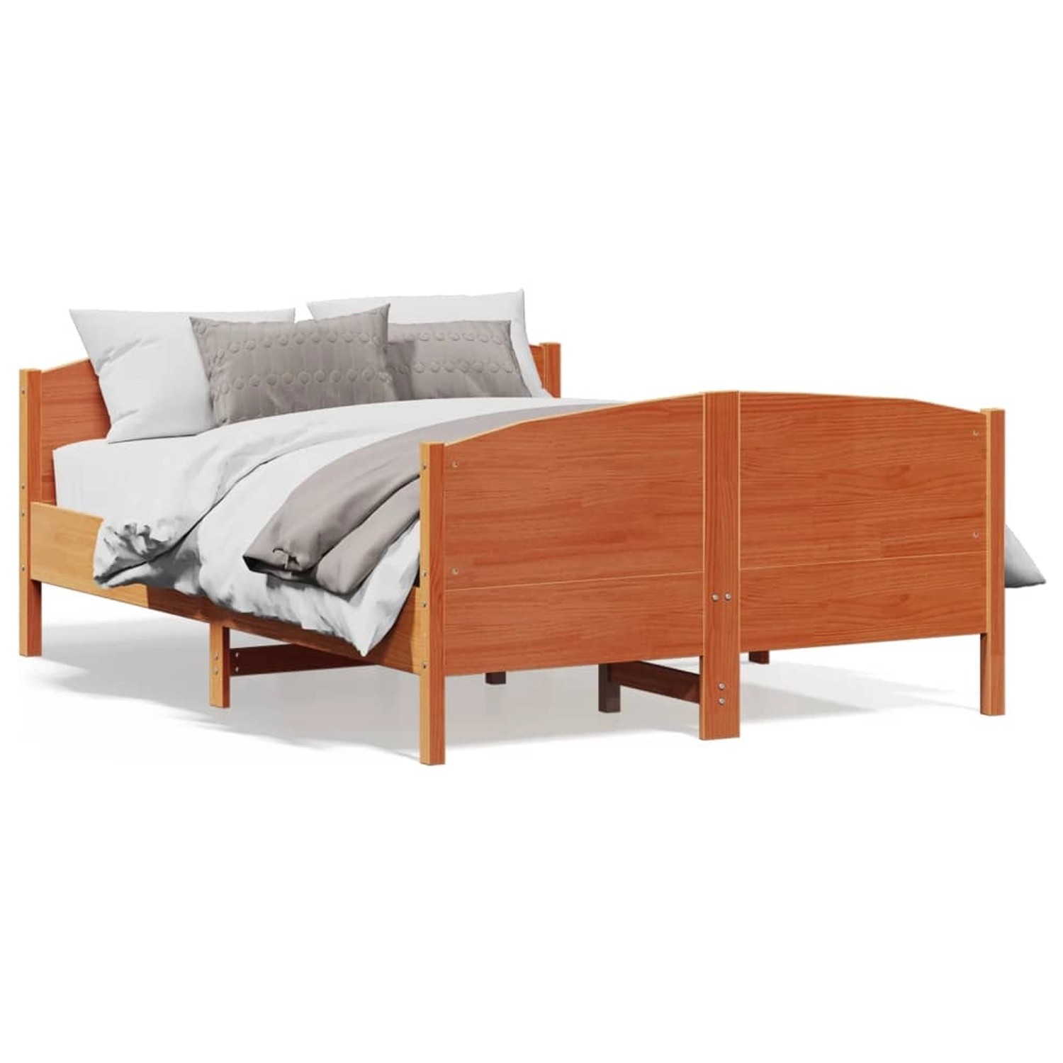 vidaXL Massivholzbett ohne Matratze Wachsbraun 135x190 cm Kiefernholz 32161 günstig online kaufen