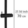 Schwarze Wenko Duschstange Classic, 70 cm, aus Edelstahl mit Brausehalter und zwei Wandhalterungen.