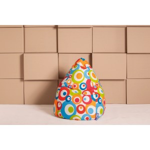 Bunter Sitting Point Sitzsack Malibu mit Kreismuster, 220 l, türkis-bunt.