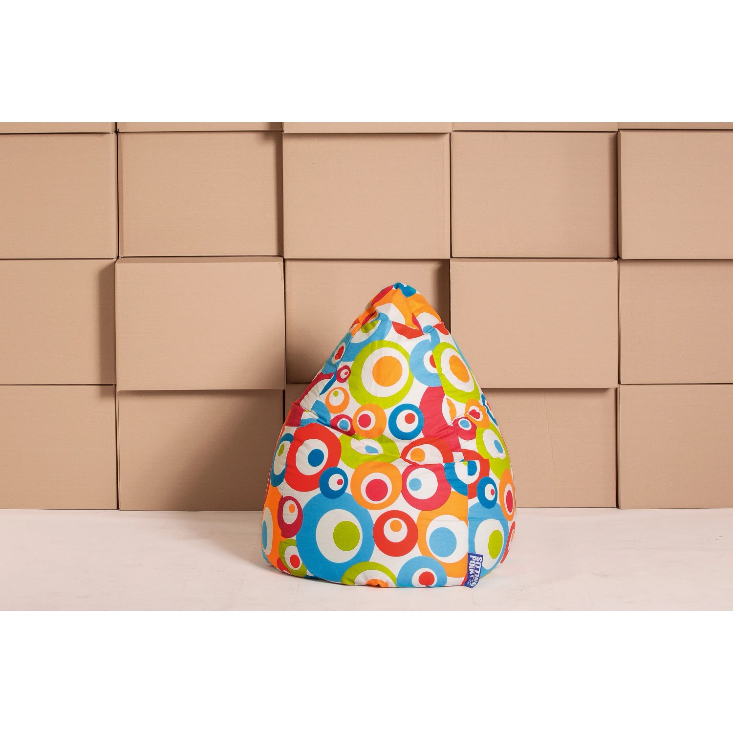 Bunter Sitting Point Sitzsack Malibu mit Kreismuster, 220 l, türkis-bunt.