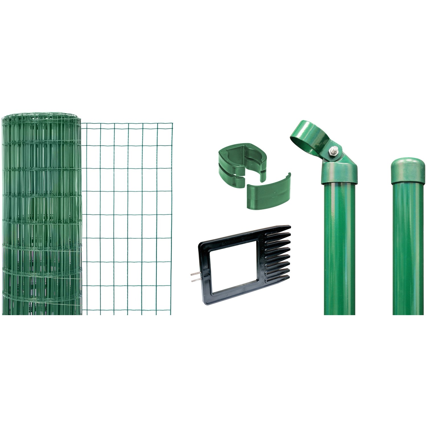 Metallzaun-Set Alberts Fix-Clip Pro 122 cm Hoch 25 m Länge Grün z. Einbetonieren