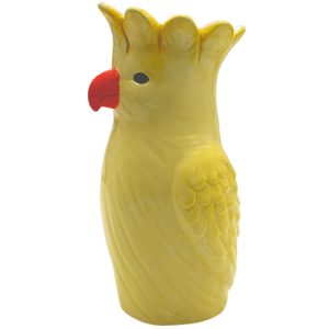 Dekohelden24 XL Dekovase Blumenvase Keramikvase Vase mit Papagei Dekor aus Keramik mit Orangen Schnabel in Gelb L/B/H 13 x 13 x 25 cm