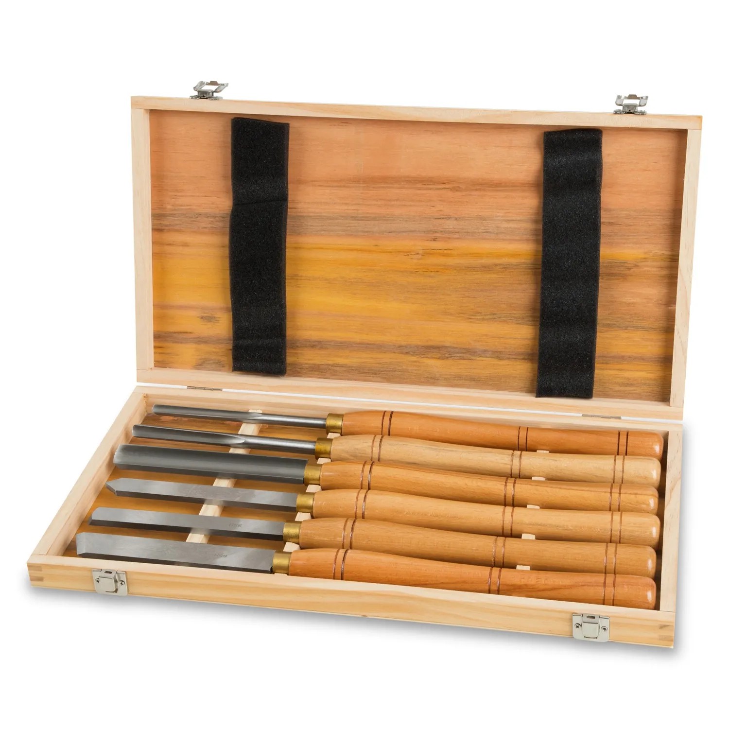 EBERTH Drechselmesser Set, 6 HSS Drechseleisen im Holzkoffer. Hobel-Zubehör für Holzbearbeitung.