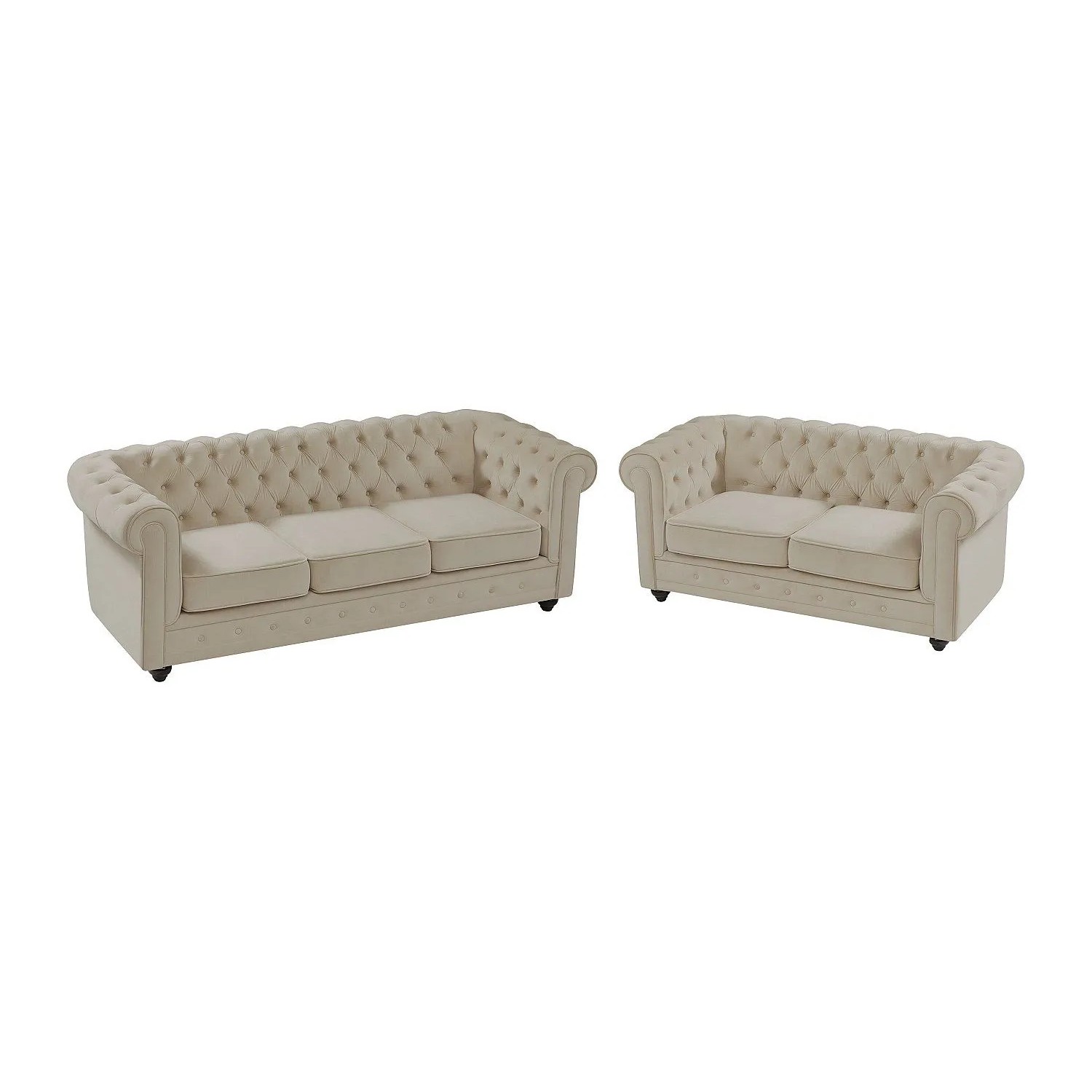 Vente-unique Couchgarnitur Chesterfield Beige 165 cm  205 cm