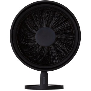 Schwarze Tiger Toilettenbürste Tune mit Halter aus gebürstetem Metall.