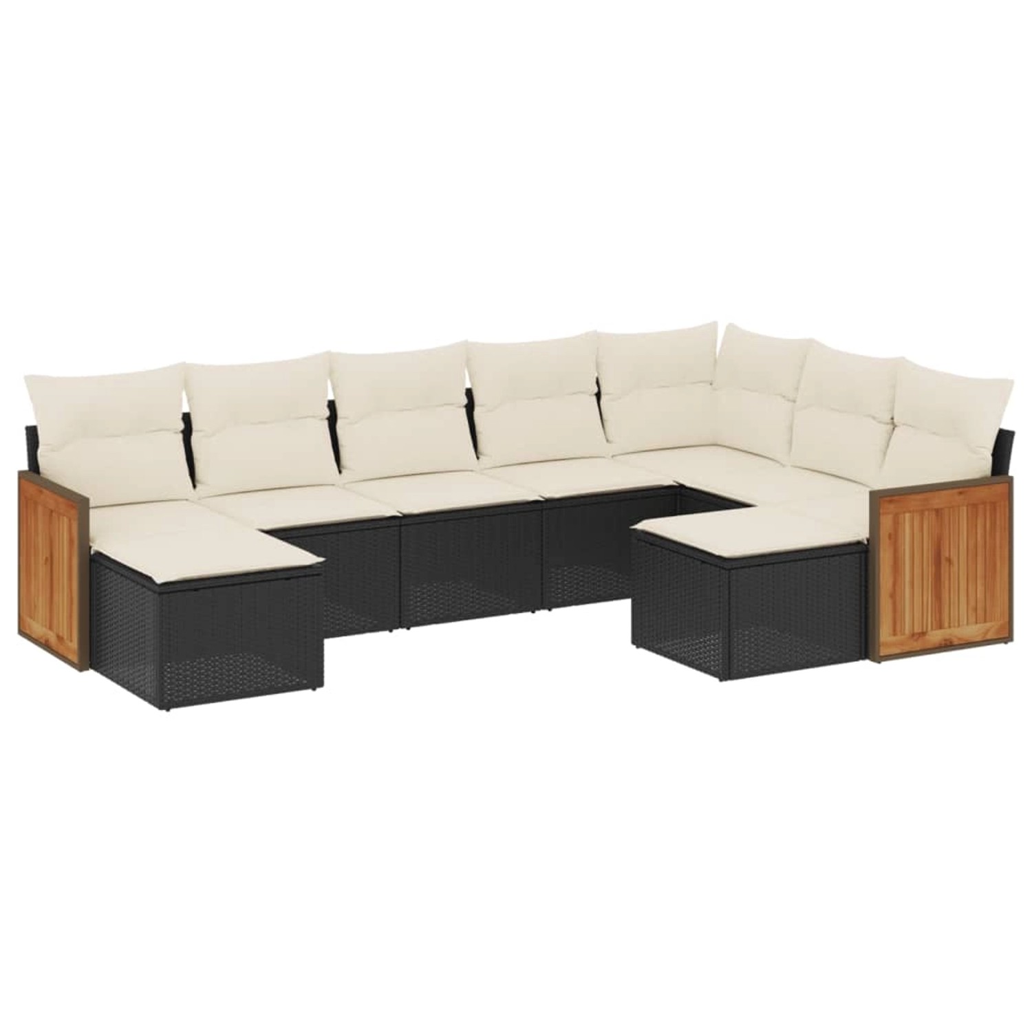 vidaXL 9-Tlg Garten-Sofagarnitur mit Kissen Schwarz Poly Rattan 3228219 günstig online kaufen