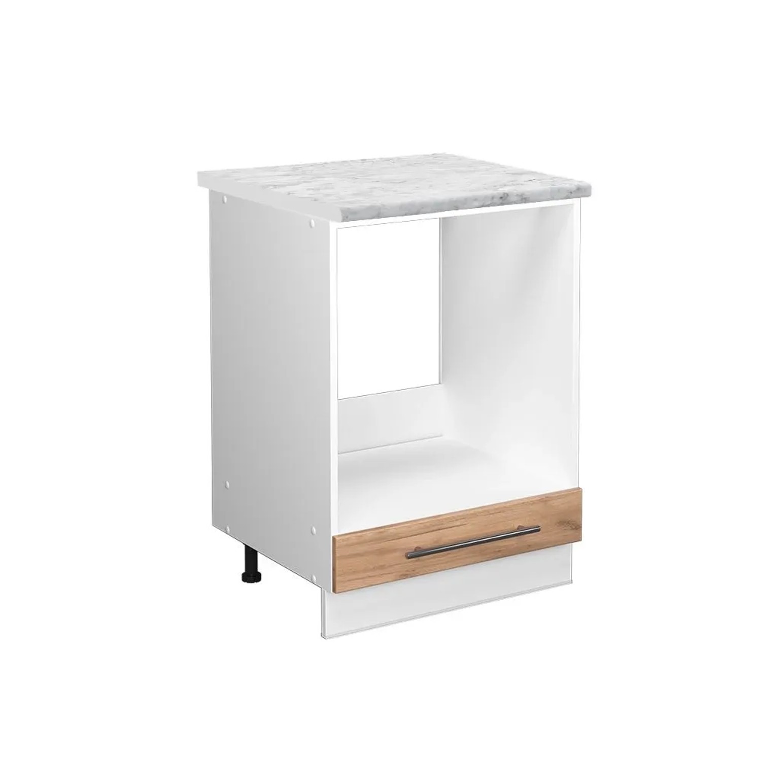 Vicco Herdumbauschrank Fame-Line Goldkraft Eiche Weiß 60 cm AP Marmor
