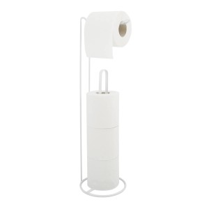Freistehender, weißer MSV Toilettenpapierhalter Amy aus Stahl für 4 Rollen.