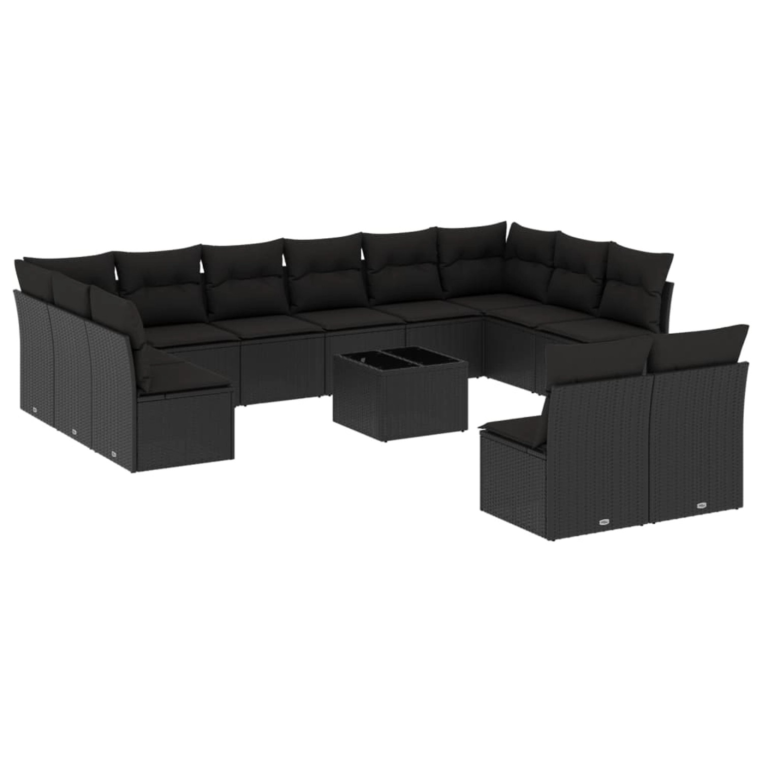 vidaXL 13-tlg Garten-Sofagarnitur mit Kissen Schwarz Poly Rattan Modell 18 günstig online kaufen