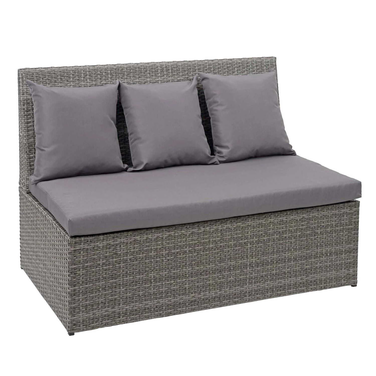 MCW Poly-Rattan 2er Sofa G16 Grau Kissen Dunkelgrau