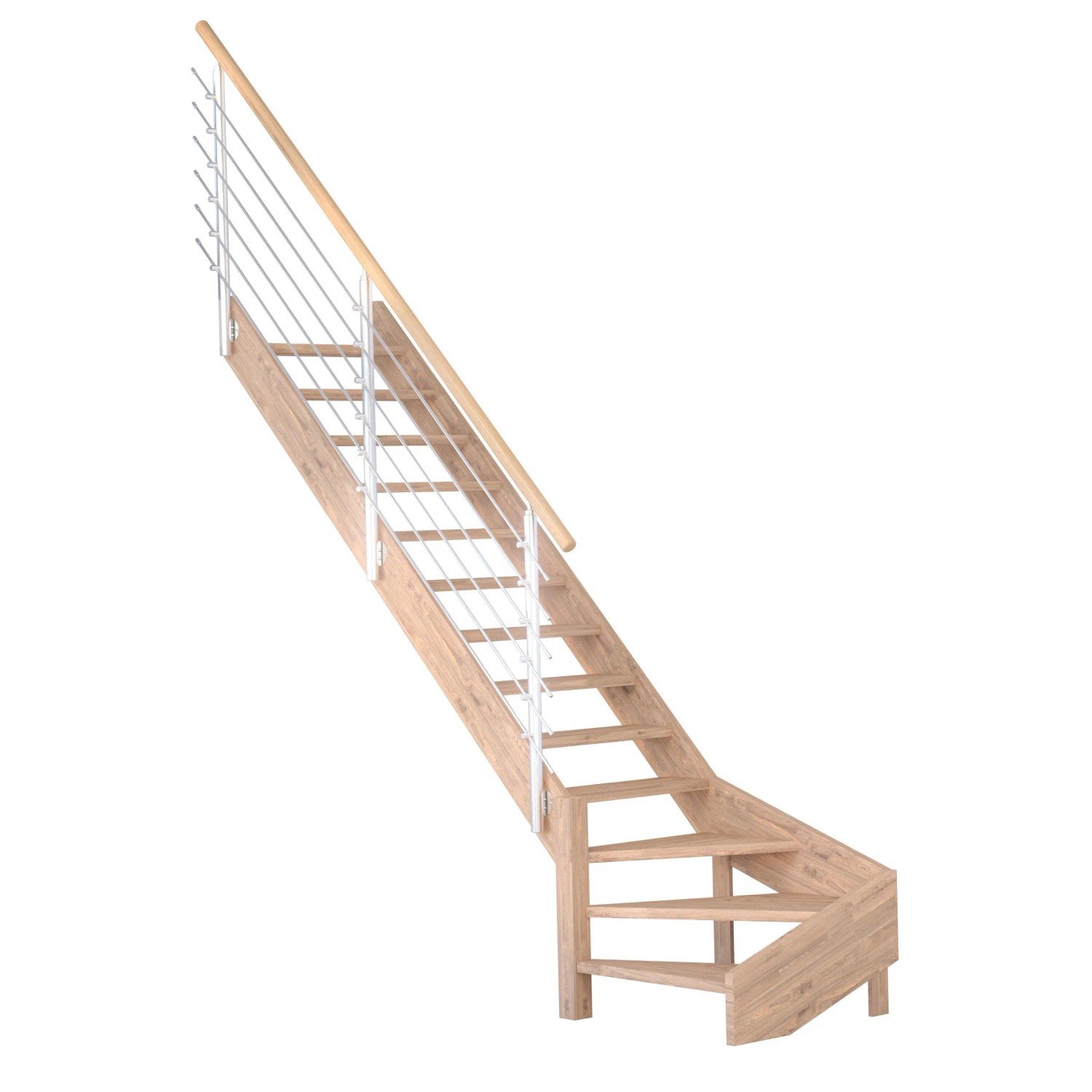 Treppe Mykonos Pro Eiche Gew. L 90 cm Design-Geländer-Edelstahl FSC® günstig online kaufen