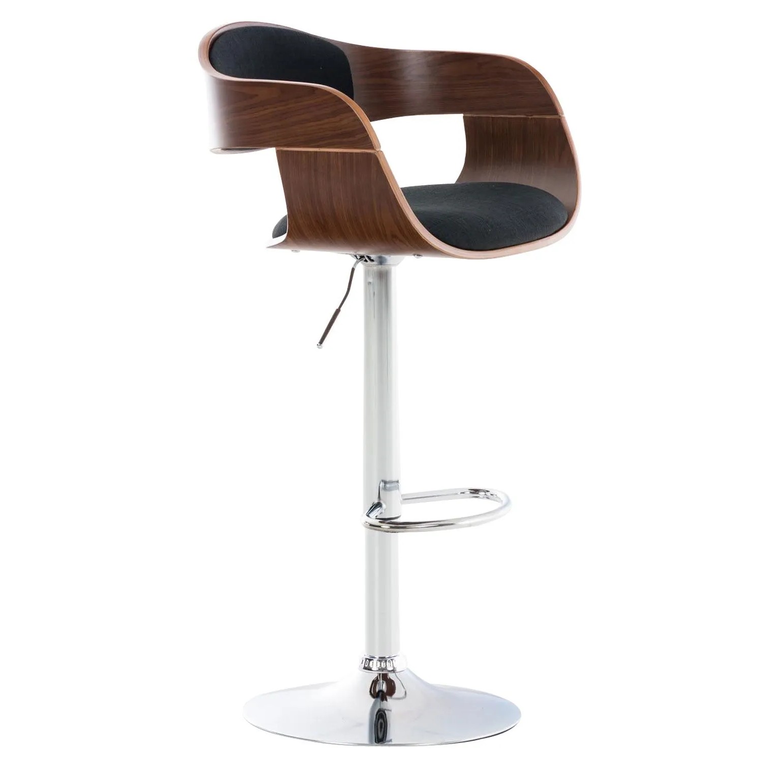 DELUKE Barhocker NADAN Stoff Walnuss/schwarz 50x48x88cm Barstuhl Höhenverstellbar Mit Lehne Drehbar Tresenhocker Tresenstuhl