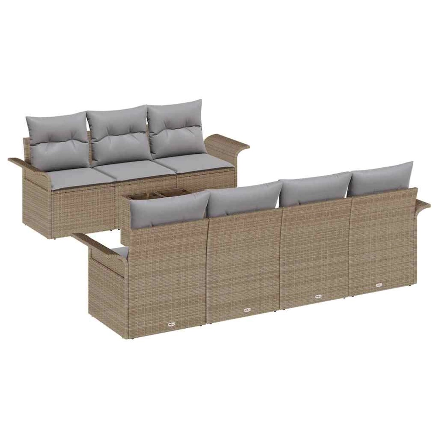 vidaXL Garten-Sofa-Set 8-Tlg Beige Poly Rattan 3345270 günstig online kaufen