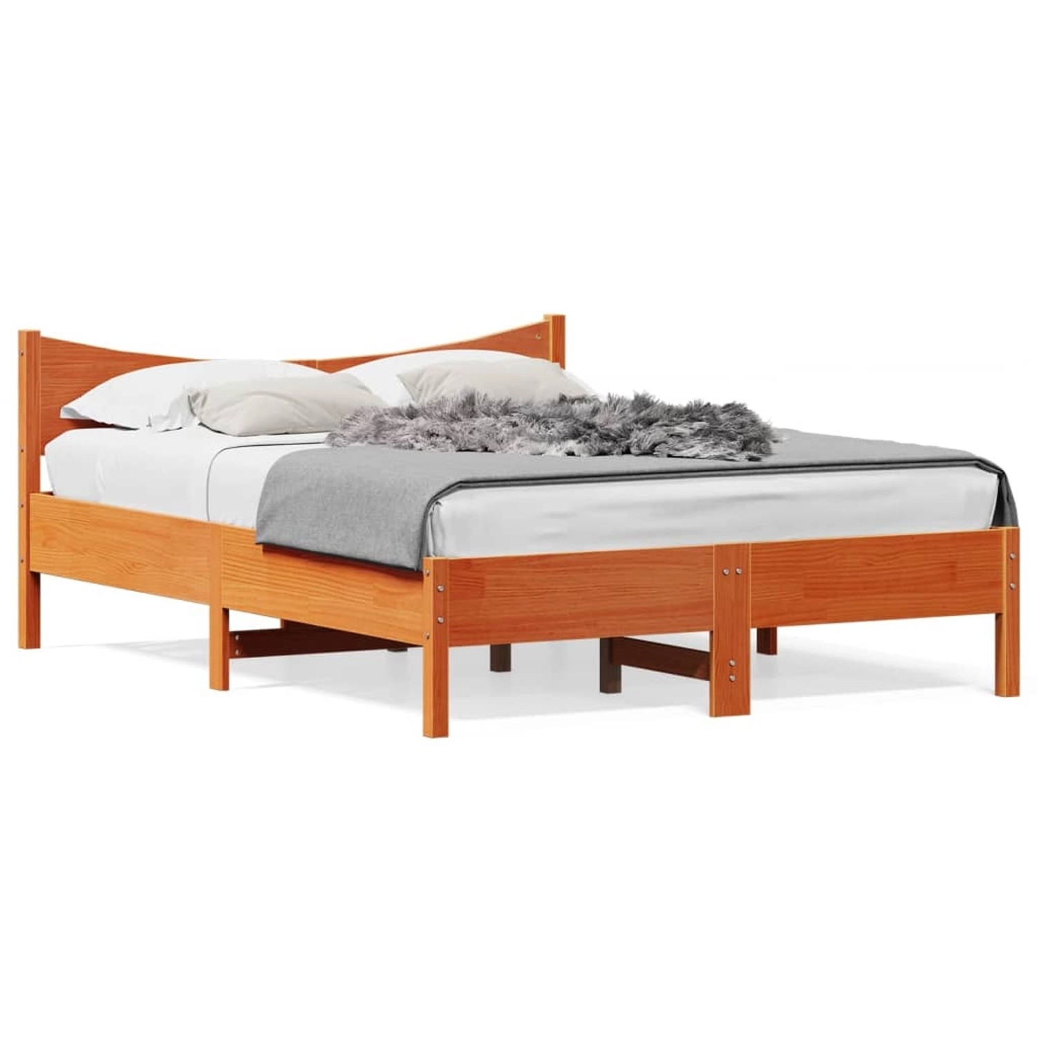 vidaXL Massivholzbett ohne Matratze Wachsbraun 140x200 cm Kiefernholz 84472 günstig online kaufen