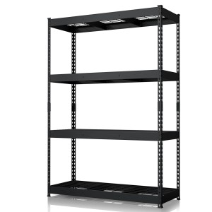 Floordirekt Schwerlastregal Yukon Rivet 4 Böden Schwarz 180 x 120 x 60 cm