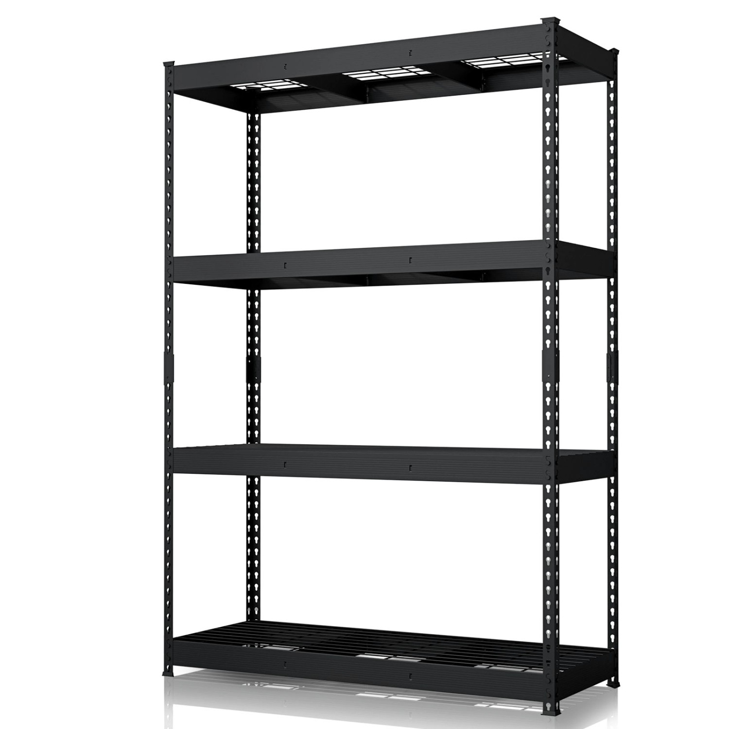 Floordirekt Schwerlastregal Yukon Rivet 4 Böden Schwarz 180 x 120 x 60 cm günstig online kaufen
