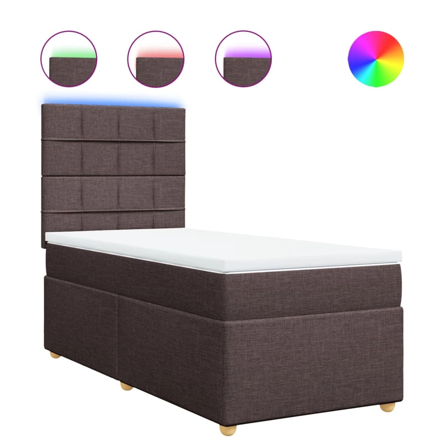 vidaXL Boxspringbett mit Matratze Dunkelbraun 90x190 cm Stoff 3293438 günstig online kaufen