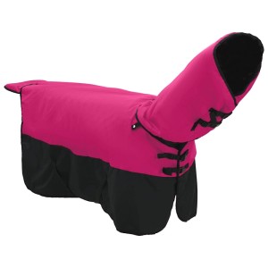 Rosa-schwarze Pferdedecke (75 cm) von vidaXL aus atmungsaktivem Polyester.