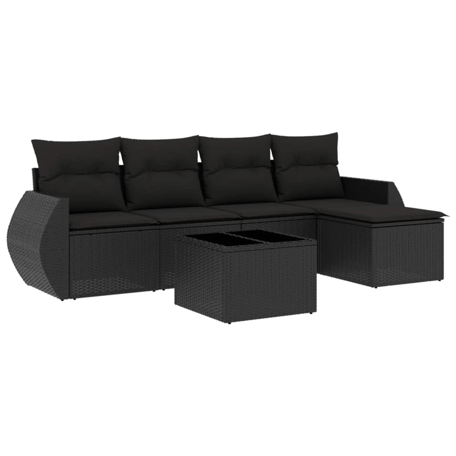 vidaXL 6-Tlg Garten-Sofagarnitur mit Kissen Schwarz Poly Rattan 3221294 günstig online kaufen