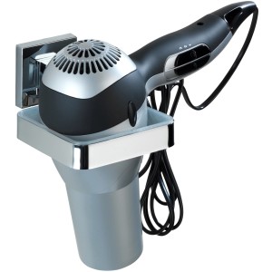 Wenko Vacuum-Loc® Haartrocknerhalter Quadro aus Edelstahl mit Fön.