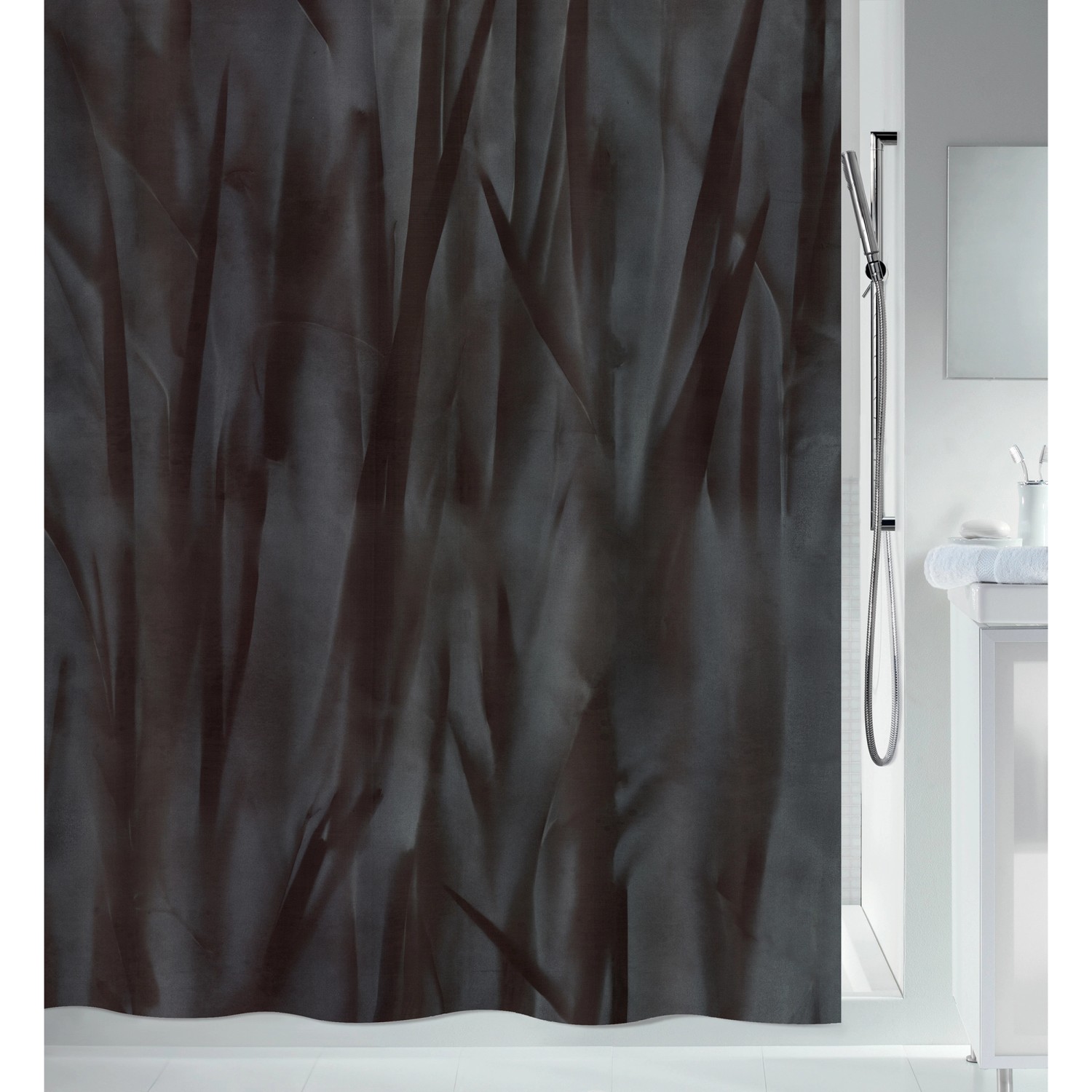 Spirella Duschvorhang Liv 180 cm x 200 cm Schwarz günstig online kaufen