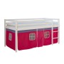 Homestyle4u Hochbett 90x200 Weiß Vorhang Pink 538_4